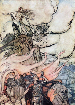Arthur Rackham - Siegfried blåser i sitt horn 