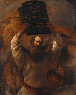 Rembrandt - Moses med de tio budorden. Klicka på bilden för att komma till Google Art Project där man kan se bilden i detalj