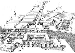 Förslag till breddning av Sveavägen enligt Lindhagenplanen