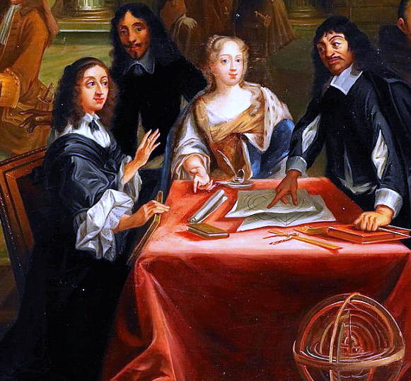 Descartes (till höger) i samtal med drottning Kristina