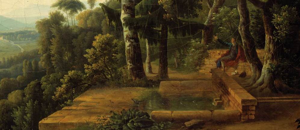 Alexandre-Hyacinthe Dunouy (1757-1841) - Rousseau mediterande i en park